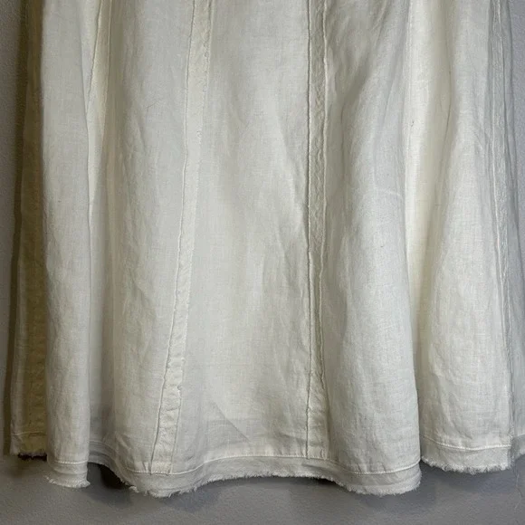 Soft Surroundings Linen Skirt Raw Hem Lined Bohemian Church Minimalist White New - Picture 4 of 12